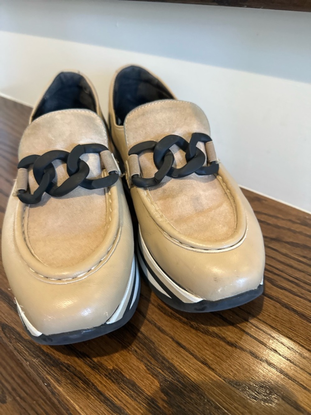 Softwave Beige Women's Platform Chain-Detail Sneakers - Picture 2 of 9